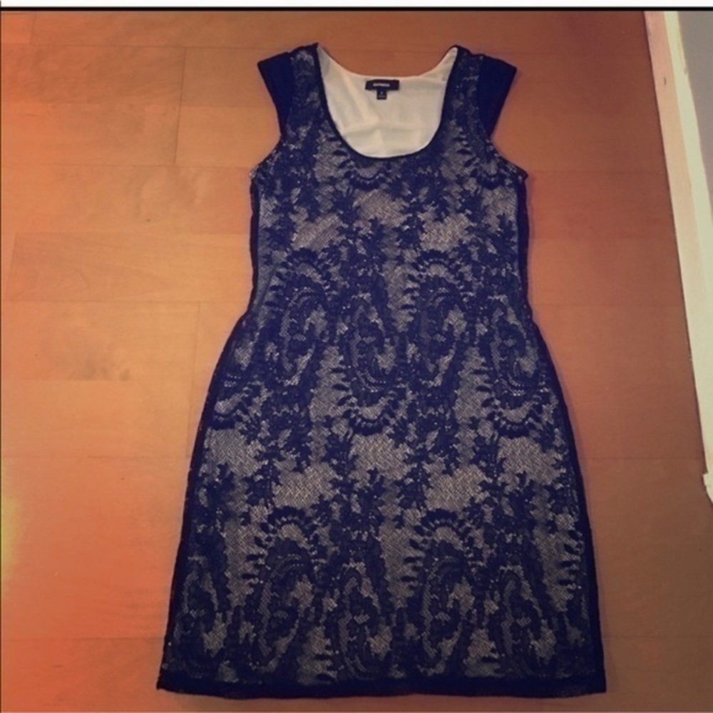 Express Black & Beige‎ Lace Cocktail Dress Small